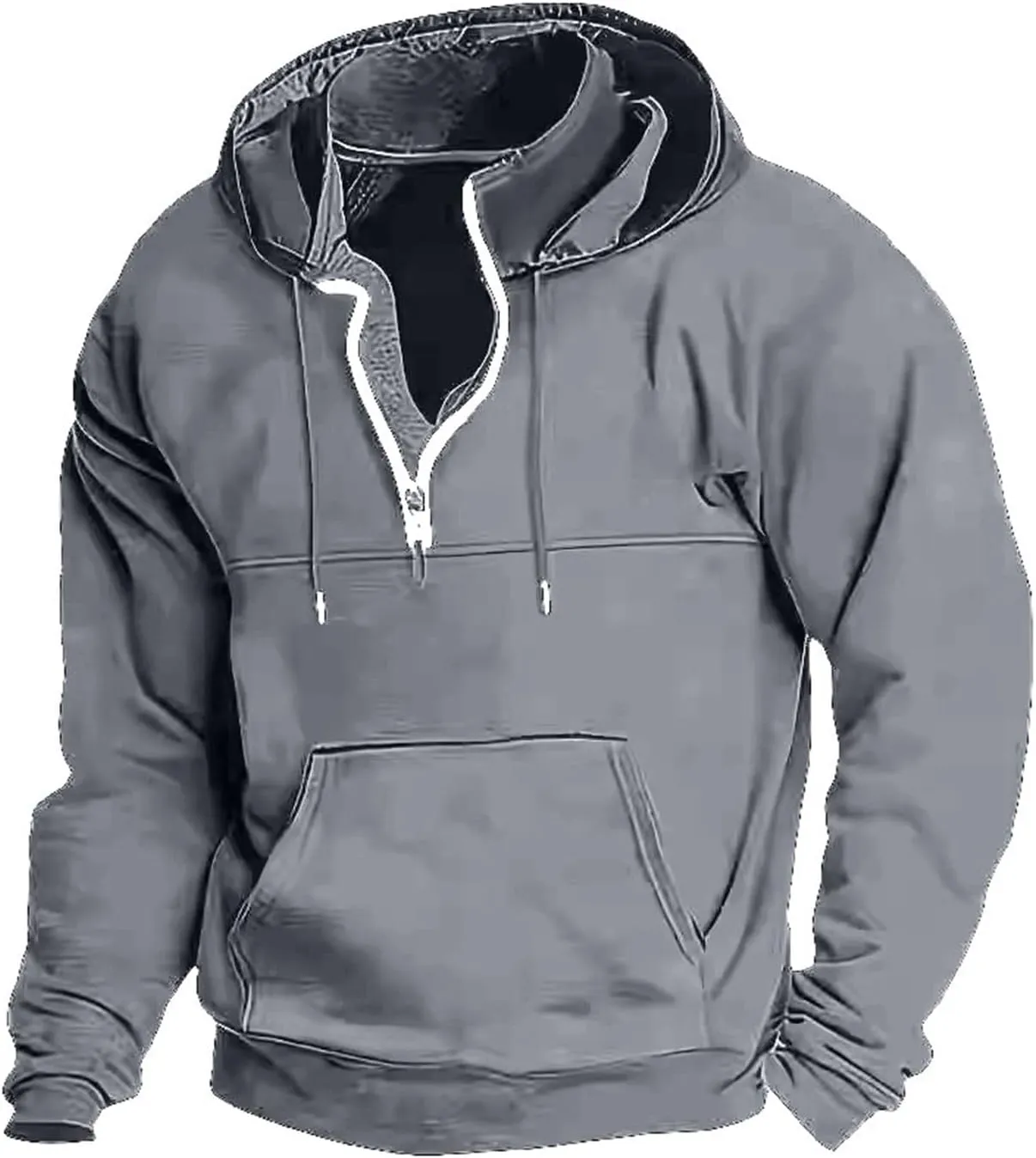 1/4 Zip Pullover Mens,Tactical Military Hoodies Mock Turtleneck Drawstring Thermal Sweatshirt With Kangaroo Pocket