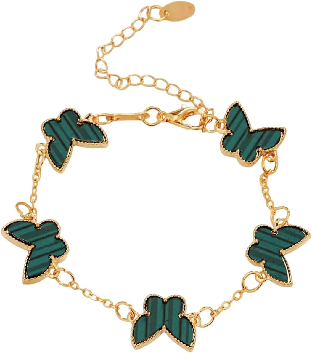 14K Gold Plated Butterfly Lucky Bracelet for Women Trendy Cute Link Bracelets Little Fresh Jewelry Graduation Gifts for Her High School College Graduation Gifts