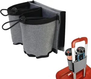 2 in 1 Luggage Cup Holder for Travel - Hands-Free Drink Holder for Suitcase Holds Two Cups of Coffee & Travelers - Ideal for on-The-go Travelers, Easy-to-Carry Design for All