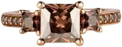2.00 Carat Princess Cut simulated Brown Diamond Engagement & Wedding Ring 14K Rose Gold Plated 925 Silver