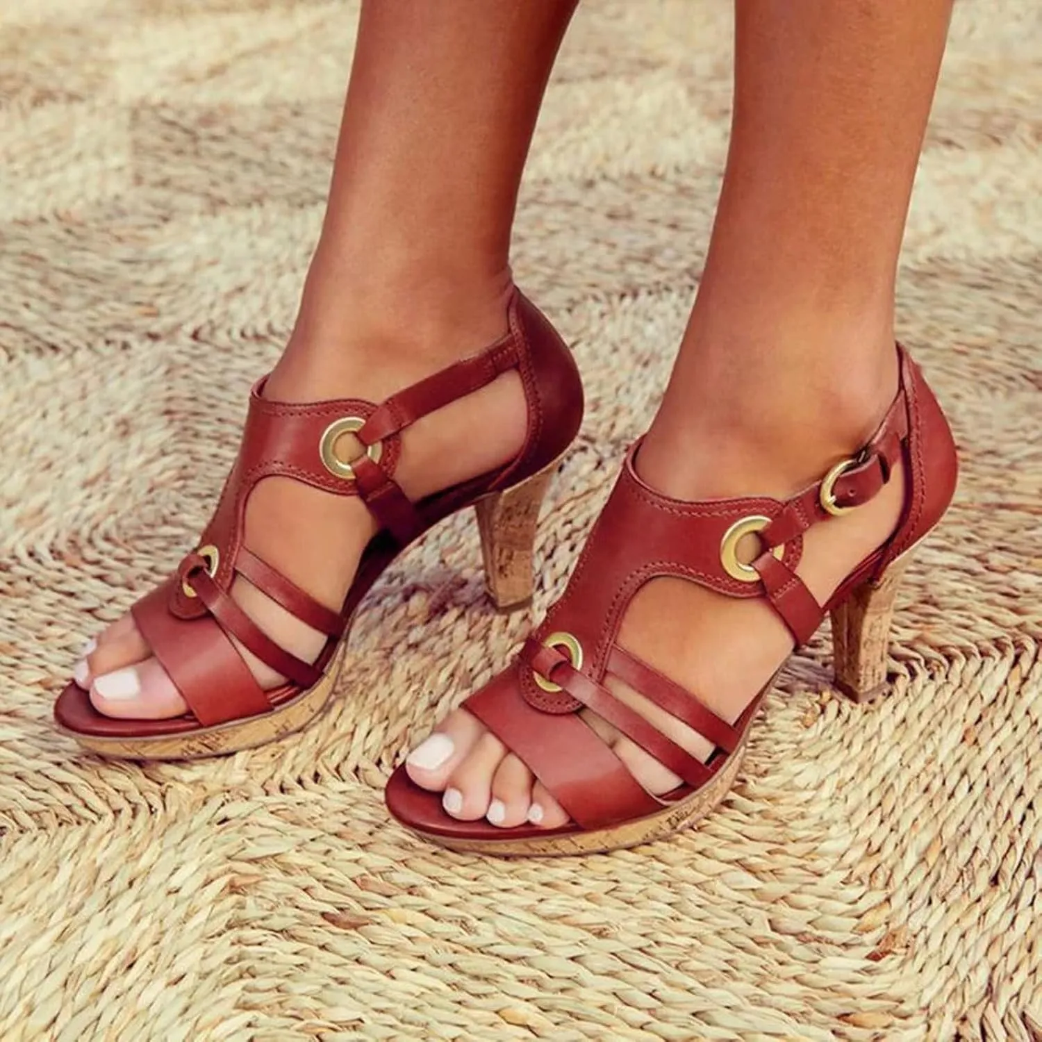 2025 Women Stilettos Heel Sandals Comfortable Ladies Dress Wedding Shoes with Adjustable Buckle Breathable Dance Party Walking Footwear Fashion High Heels Slippers Indoor/Outdoor Open Toe Casual Shoe