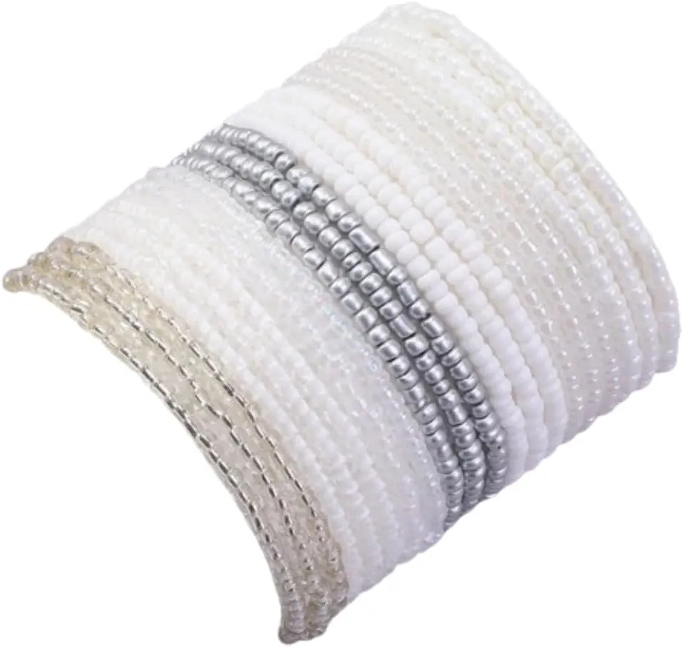 20Pcs Colorful Boho Beaded Bracelets Stackable Bohemia Bead Stretch Bracelet Elastic Ankle Bracelets