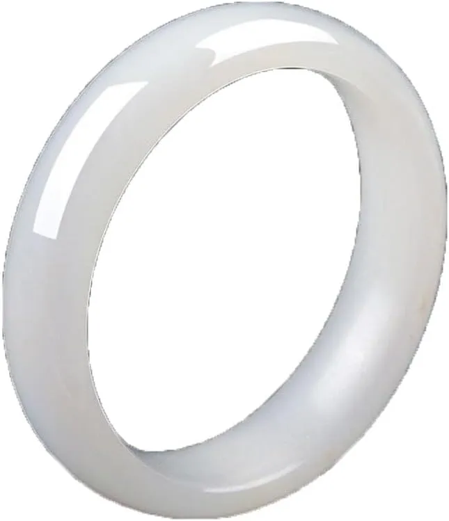 2.4in Natural white jade stone handmade bracelet Jade Bangle Bracelet for women gift with box60-61mm