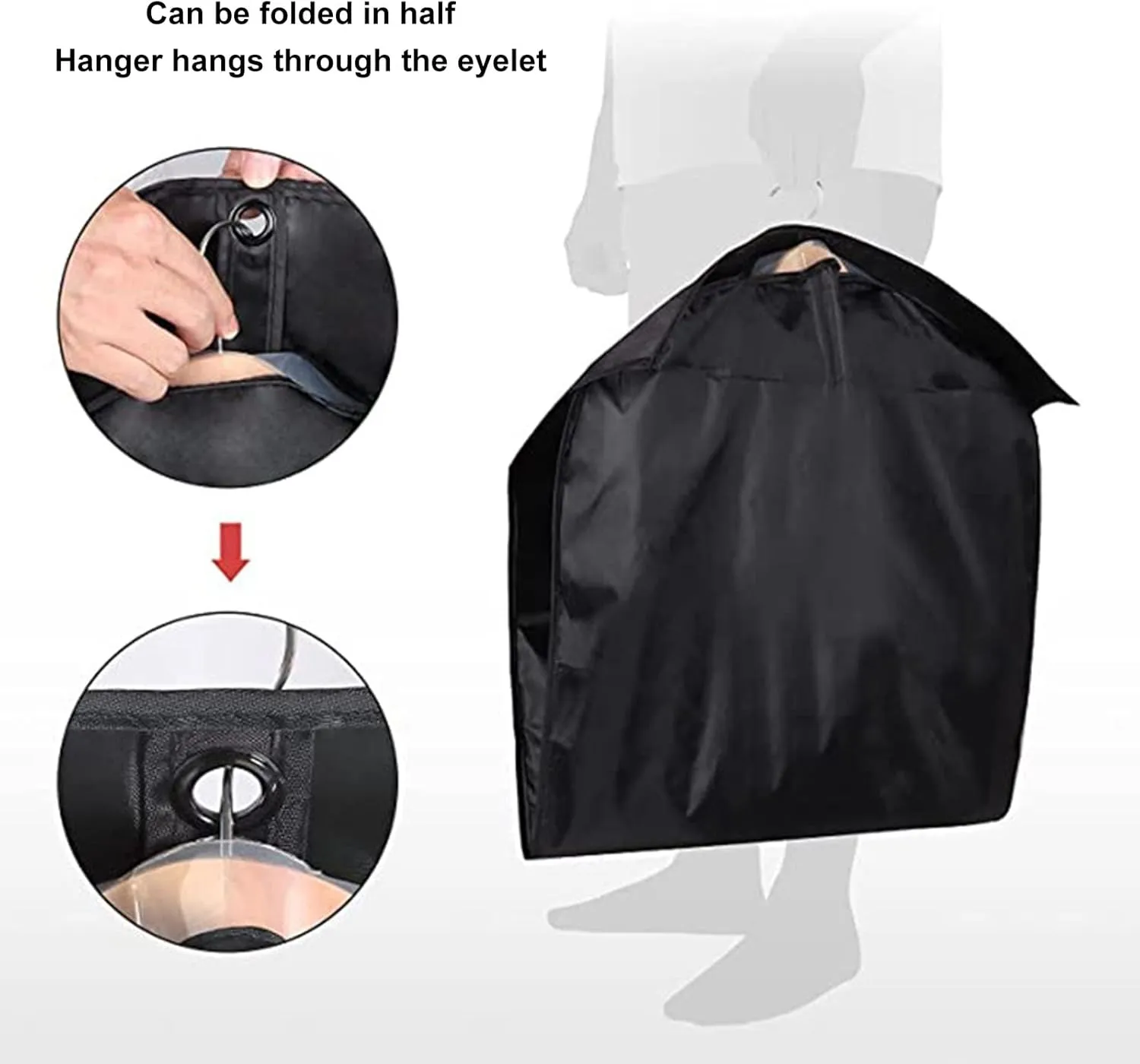 4 Pack Garment Bag Suit Bags for Closet Storage, Waterproofs Hanging Clothes Storage Garment Covers Thickened Suit Bag with Transparent Window for Suits Dresses Coat Storage