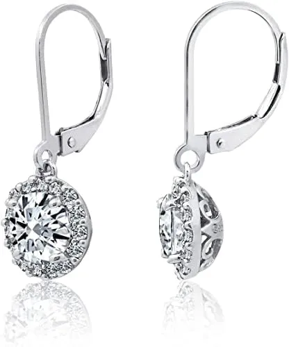4CT Round Cut Wedding Earrings for Dangle Drop Earrings for Women Drop And Dangle Earrings 14k White Gold Plated