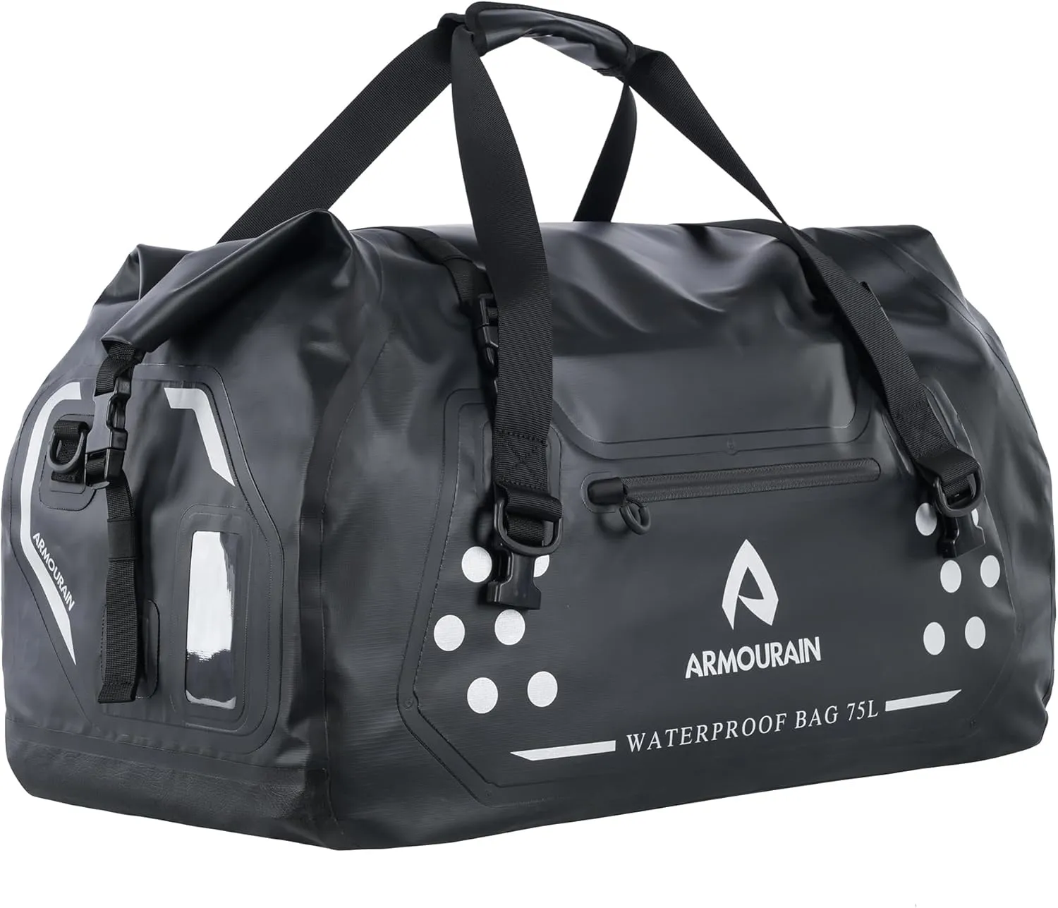 75L Travel Dry Duffel Bag, Duffel Bags Backpack with Durable Straps Motorcycle Tail Bag Waterproof Bags for Travel Boat Pack Waterproof for Motorbike, Travel, Boating, Kayaking Black