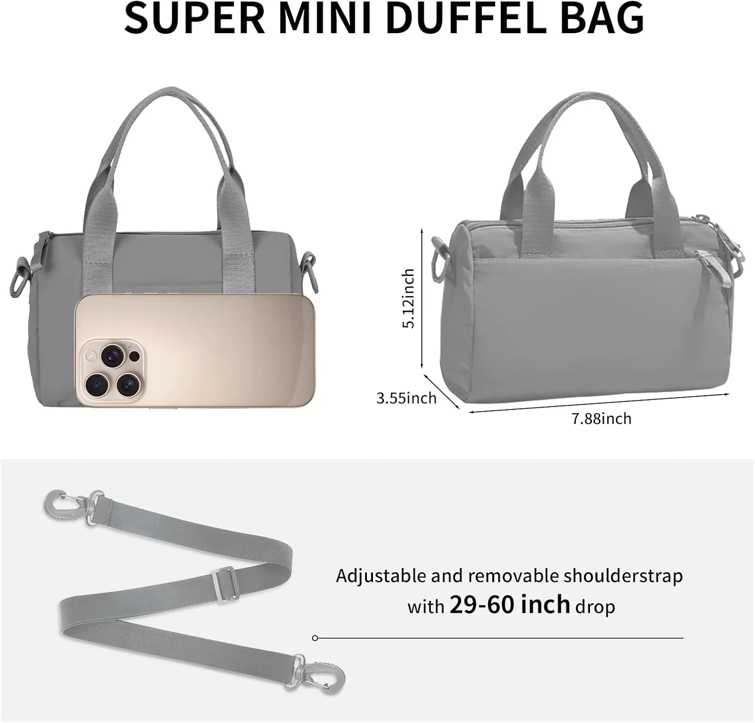 8 inch Mini Gym Bag for Women Cute Gym Tote Bag Extra Small Duffle Bag Waterproof Bags Lightweight for Yoga Dance Workout Travel