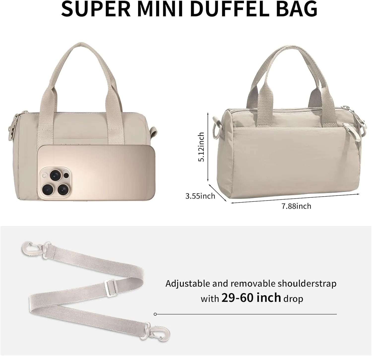 8 inch Mini Gym Bag for Women Cute Gym Tote Bag Extra Small Duffle Bag Waterproof Bags Lightweight for Yoga Dance Workout Travel