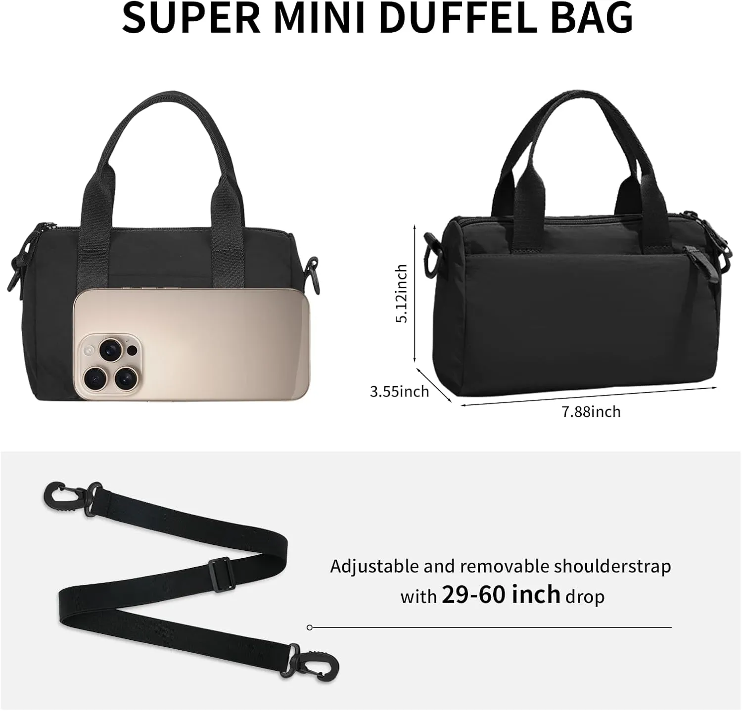 8 inch Mini Gym Bag for Women Cute Gym Tote Bag Extra Small Duffle Bag Waterproof Bags Lightweight for Yoga Dance Workout Travel