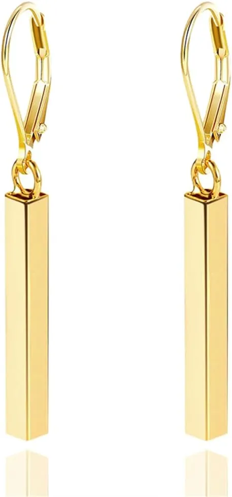925 Sterling Silver Bar Drop Dangle Earrings for Women 18K Gold French Style Leverback Dangle Drop Earrings for Women Fashion Hypoallergenic Birthday Christmas Valentine's Day Jewelry Gift