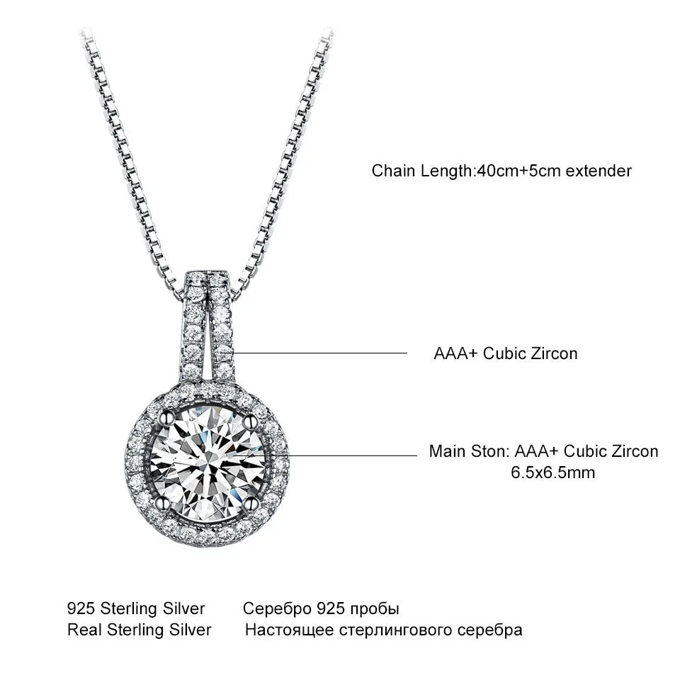 AAA Cubic Zircon Necklaces & Pendants 925 Sterling Silver