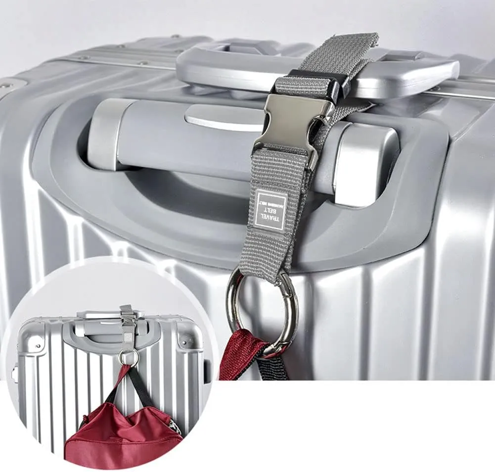 Add-A-Bag Luggage Strap Jacket Gripper, Luggage Straps Baggage Suitcase Belts Travel Accessories - Make Your Hands Free, Easy to Carry Your Extra Bags, (2X Grey)