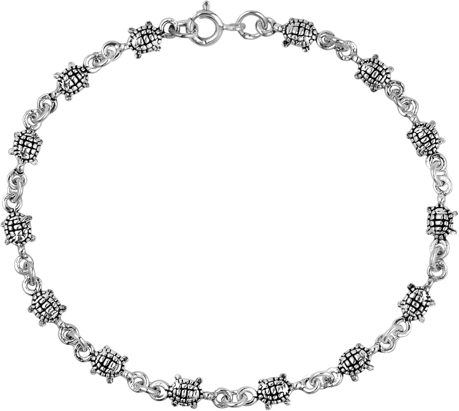 AeraVida Mini Travelling Turtle .925 Sterling Silver Link Bracelet | Sterling Silver Bracelet | Turtle Bracelet Women | Link Bracelets for Women Silver