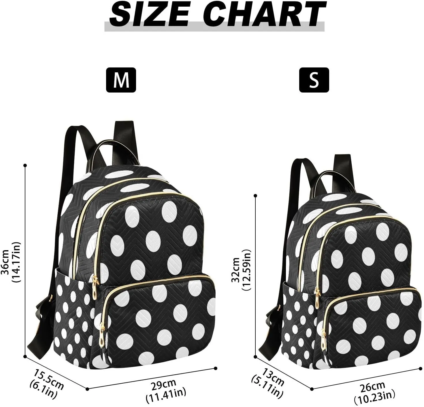 ALAZA Big Polka Dot Black Women Backpack Purse Ladies Fashion Shoulder Bag Daypack Travel Bag 7.5L
