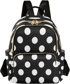 ALAZA Big Polka Dot Black Women Backpack Purse Ladies Fashion Shoulder Bag Daypack Travel Bag 7.5L