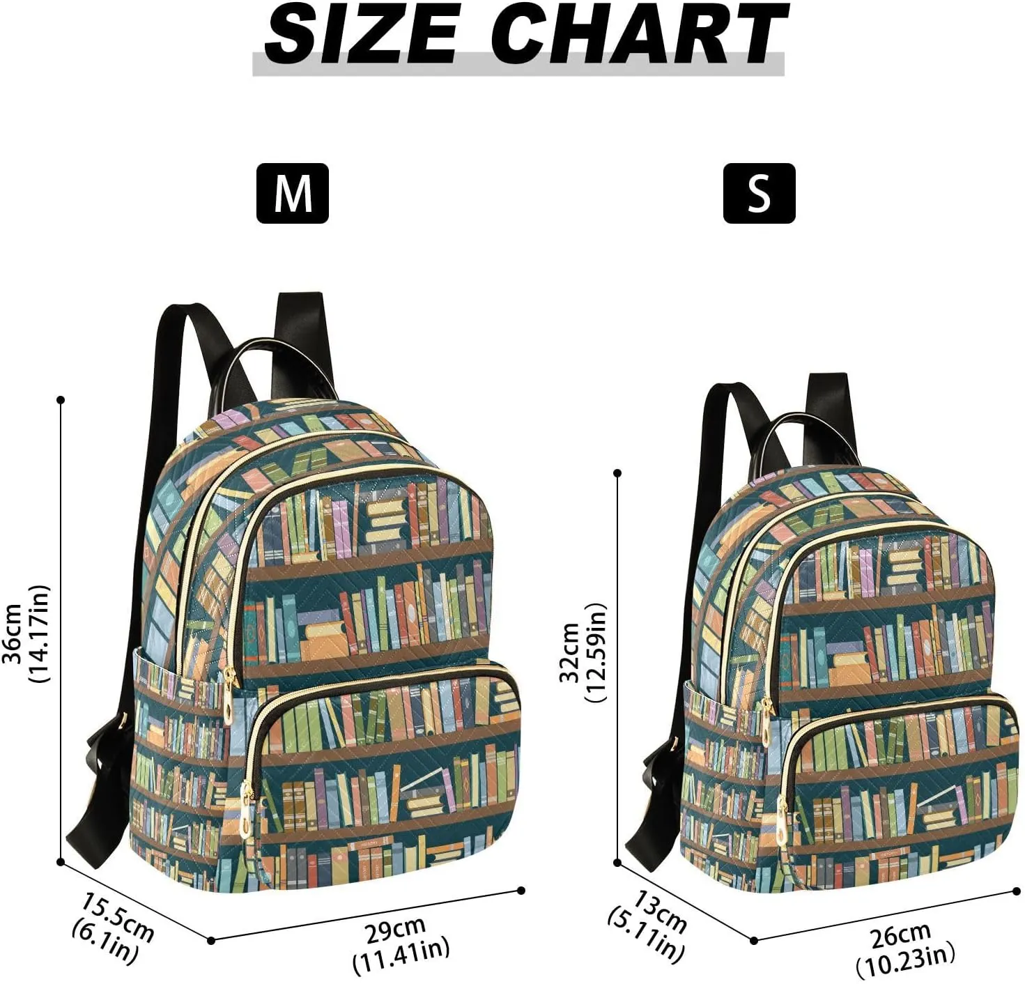 ALAZA Bookshelves Library Women Backpack Purse Ladies Fashion Shoulder Bag Daypack Travel Bag 7.5L