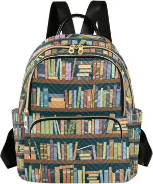 ALAZA Bookshelves Library Women Backpack Purse Ladies Fashion Shoulder Bag Daypack Travel Bag 7.5L