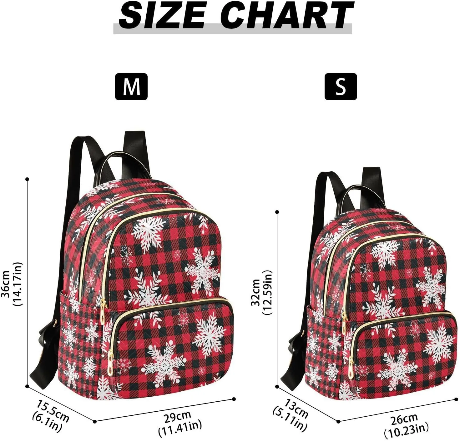 ALAZA Christmas Snowflake Buffalo Plaid Women Backpack Purse Ladies Fashion Shoulder Bag Daypack Travel Bag 7.5L