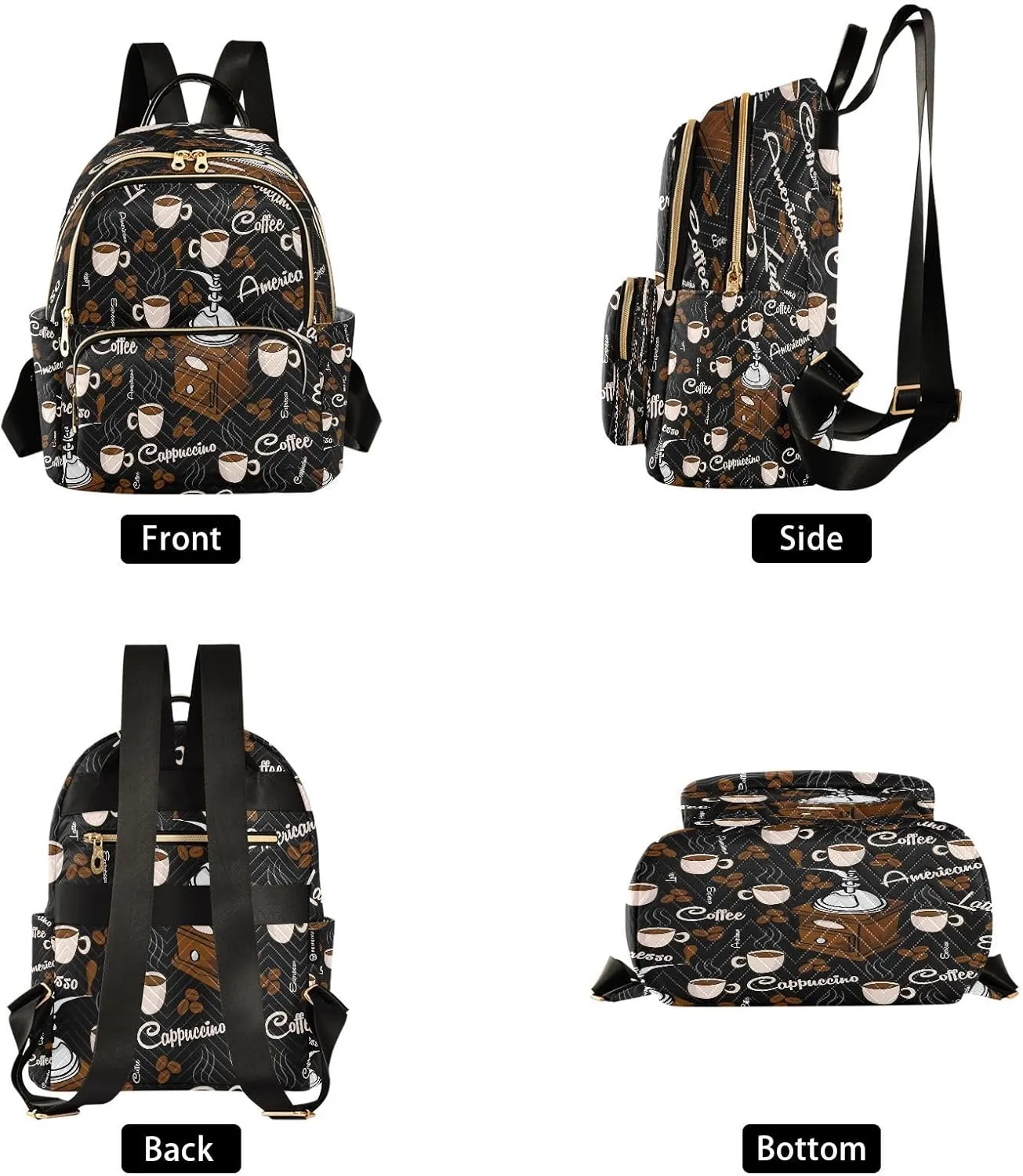 ALAZA Cute Coffee Women Backpack Purse Ladies Fashion Shoulder Bag Daypack Travel Bag 7.5L