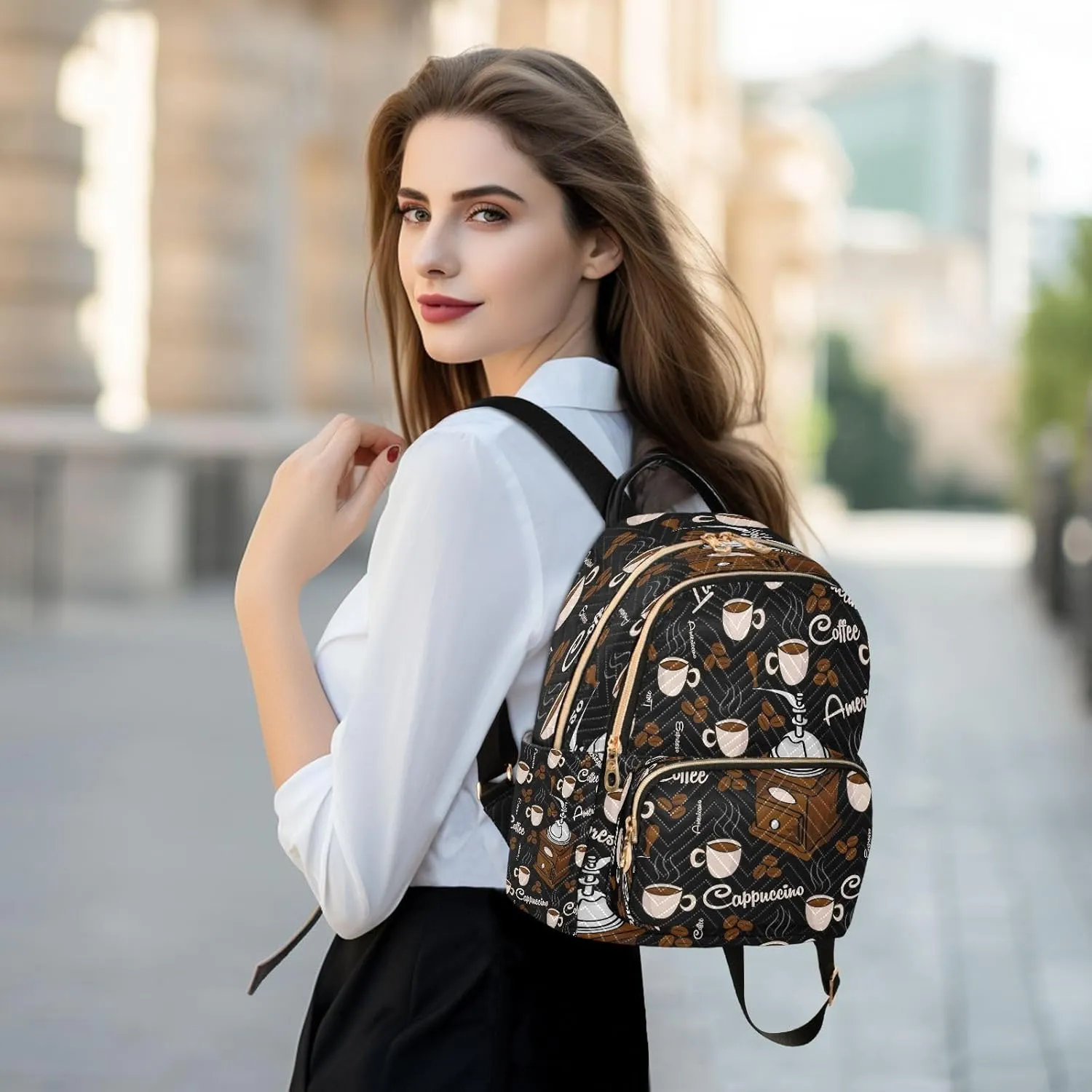 ALAZA Cute Coffee Women Backpack Purse Ladies Fashion Shoulder Bag Daypack Travel Bag 7.5L