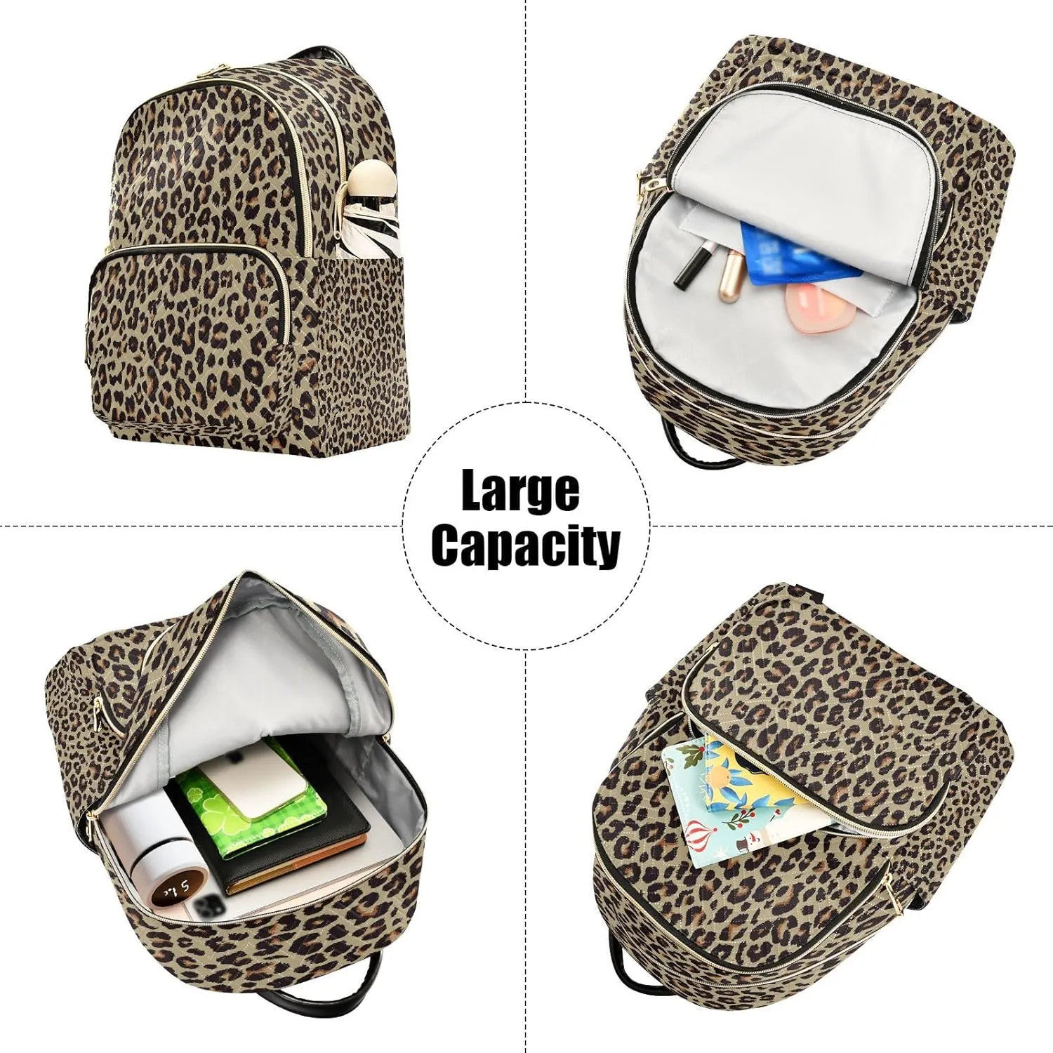 ALAZA Funny Leopard Print Animal Skin Women Backpack Purse Ladies Fashion Shoulder Bag Daypack Travel Bag 7.5L