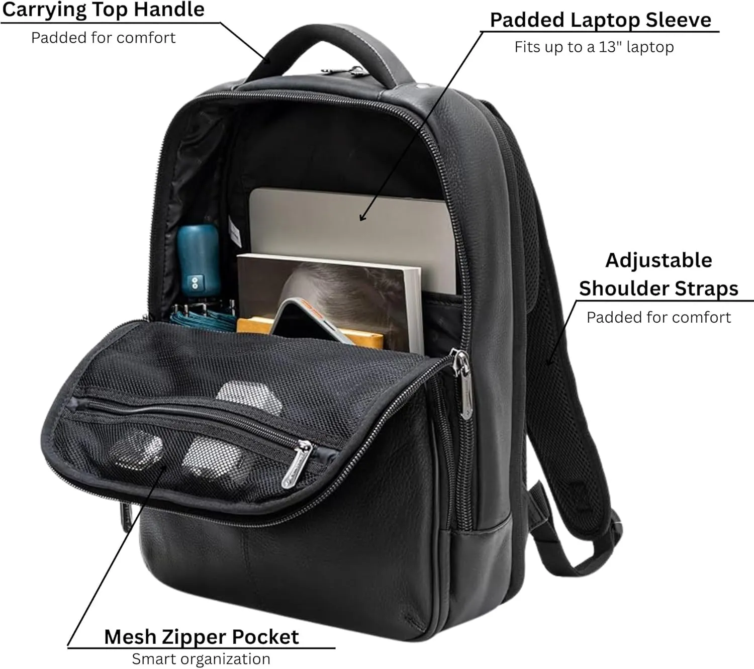 Alpine Swiss Olsen 13 Laptop Travel Backpack Genuine Leather Slim Business Travel Carry On Daypack