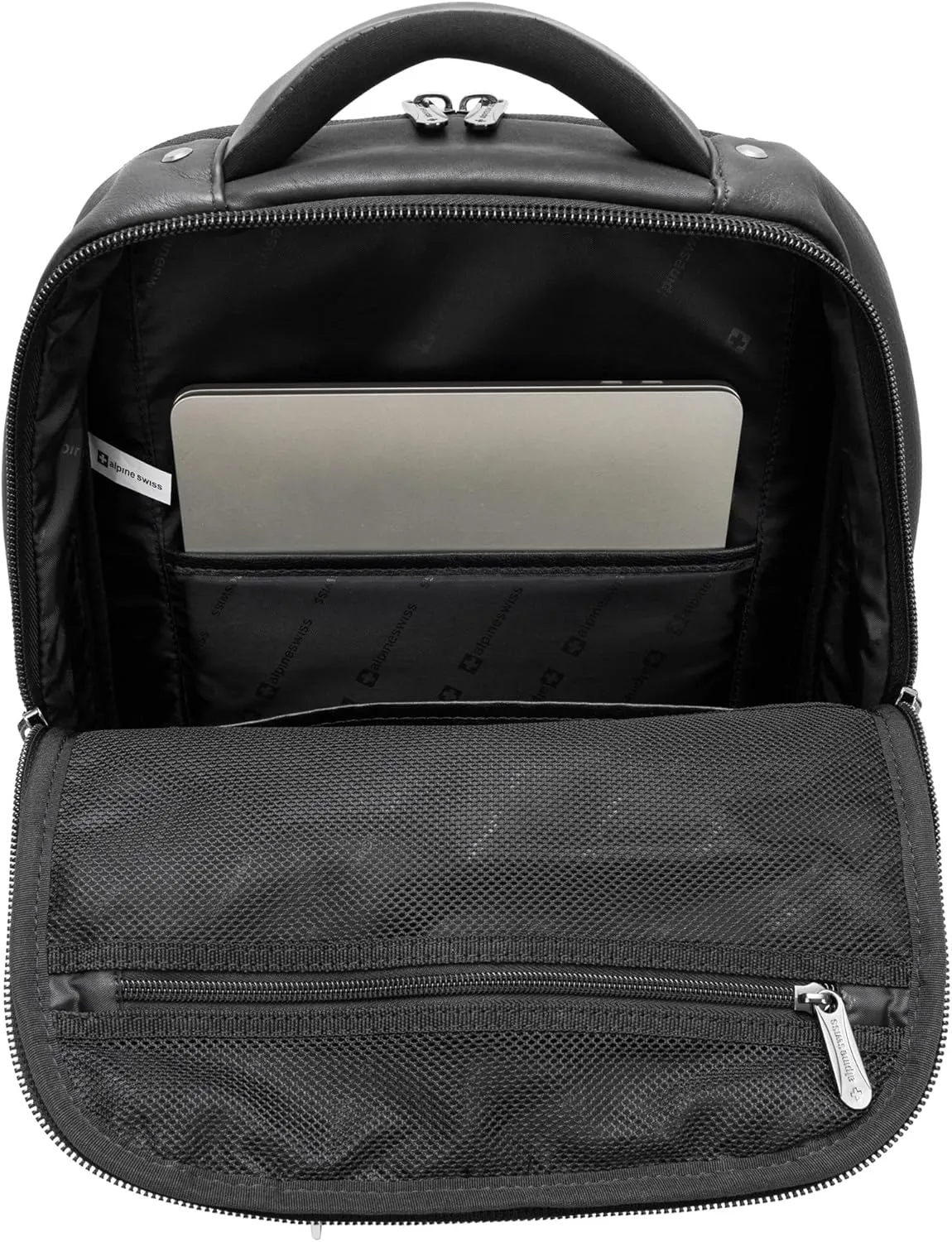 Alpine Swiss Olsen 13 Laptop Travel Backpack Genuine Leather Slim Business Travel Carry On Daypack