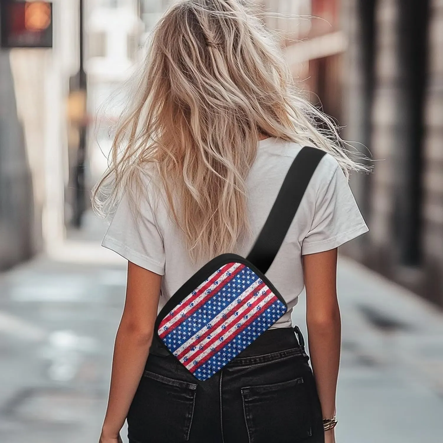 American Flag Fanny Pack for Women Fashion Waist Packs Lightweight Soft Waist Bag with Zipper Closure for Shopping Cycling Travel Vacation Hiking Cell Phone Bag Lightweight Easy to Carry