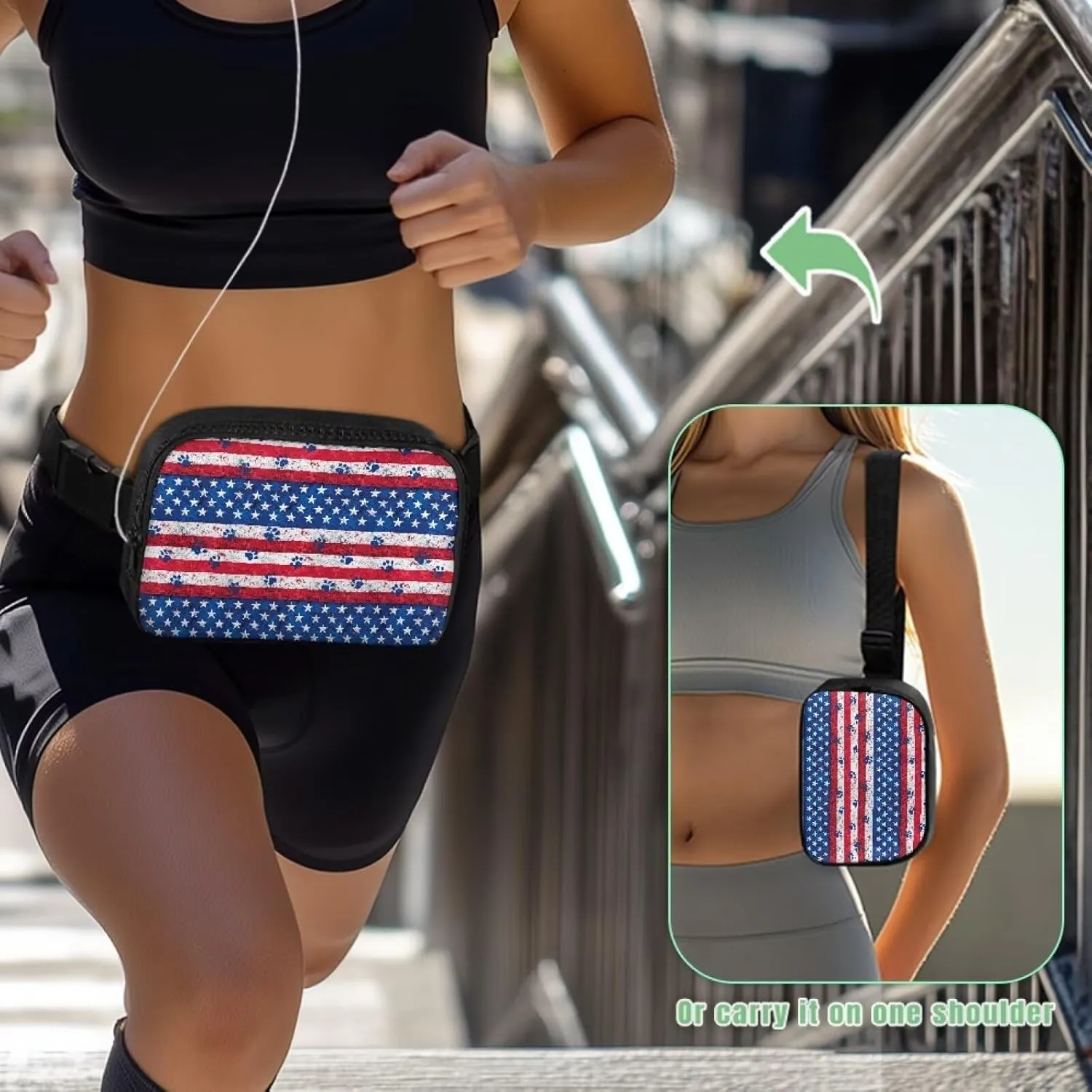 American Flag Fanny Pack for Women Fashion Waist Packs Lightweight Soft Waist Bag with Zipper Closure for Shopping Cycling Travel Vacation Hiking Cell Phone Bag Lightweight Easy to Carry