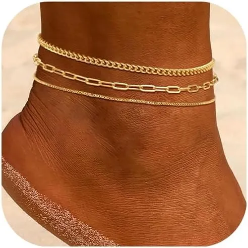 Anklet Bracelets for Women Dainty Sliver Gold Layer Anklets Trendy Link Chain Anklet Adjustable Butterfly Heart Anklet Bracelet Jewelry Gifts