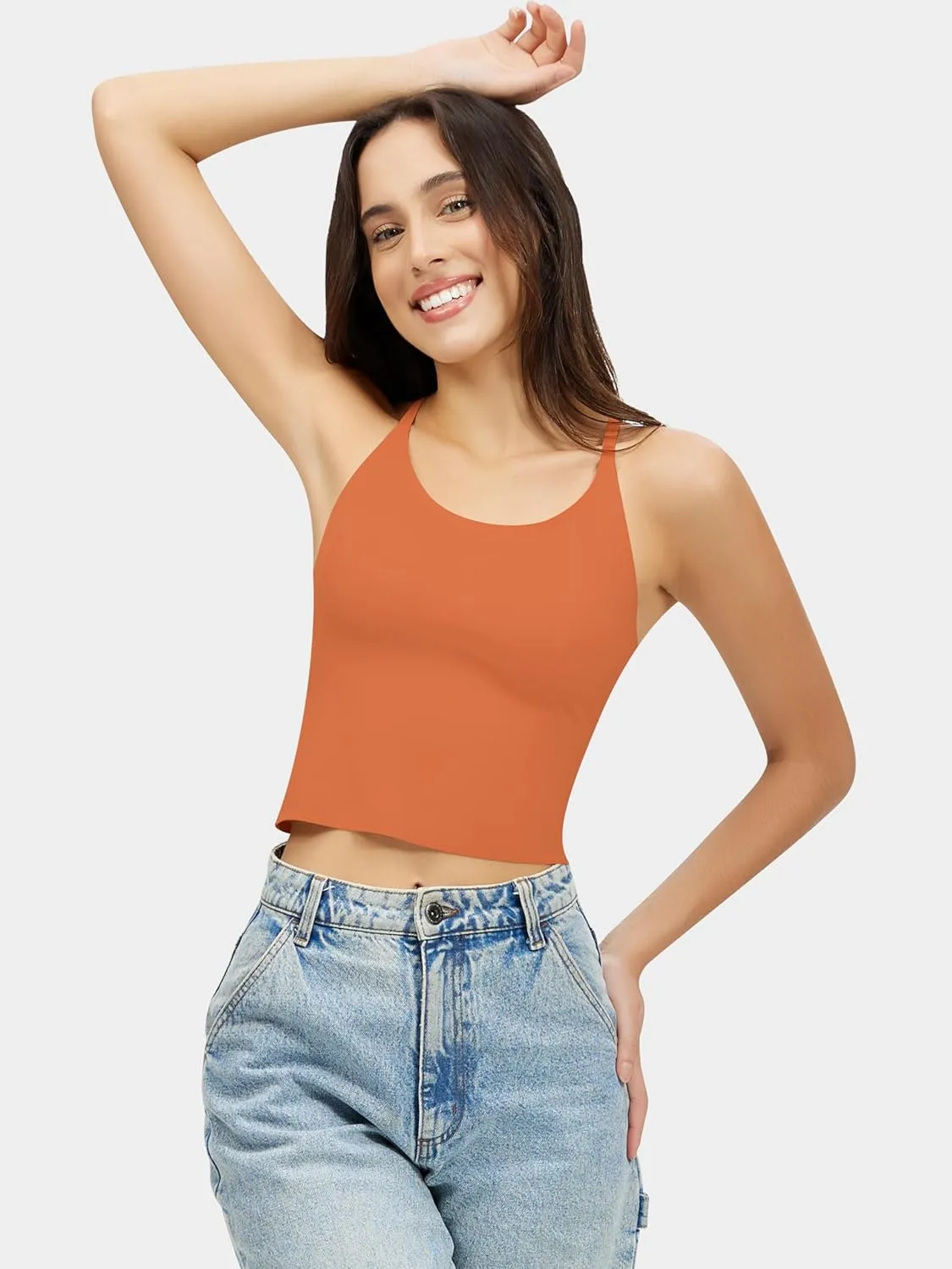 Artdear Womens Scoop Neck Camisole - Double Lined Tank Top Spaghetti Strap Basic Crop Tops Air Touch Fabric