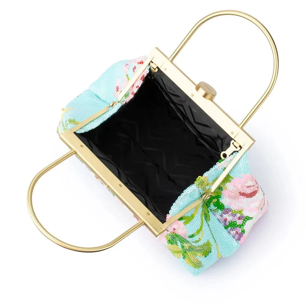 AUDREY Sequin Top Handle Bag Aqua