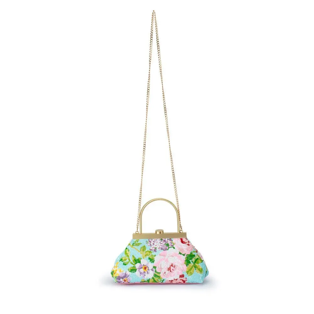 AUDREY Sequin Top Handle Bag Aqua