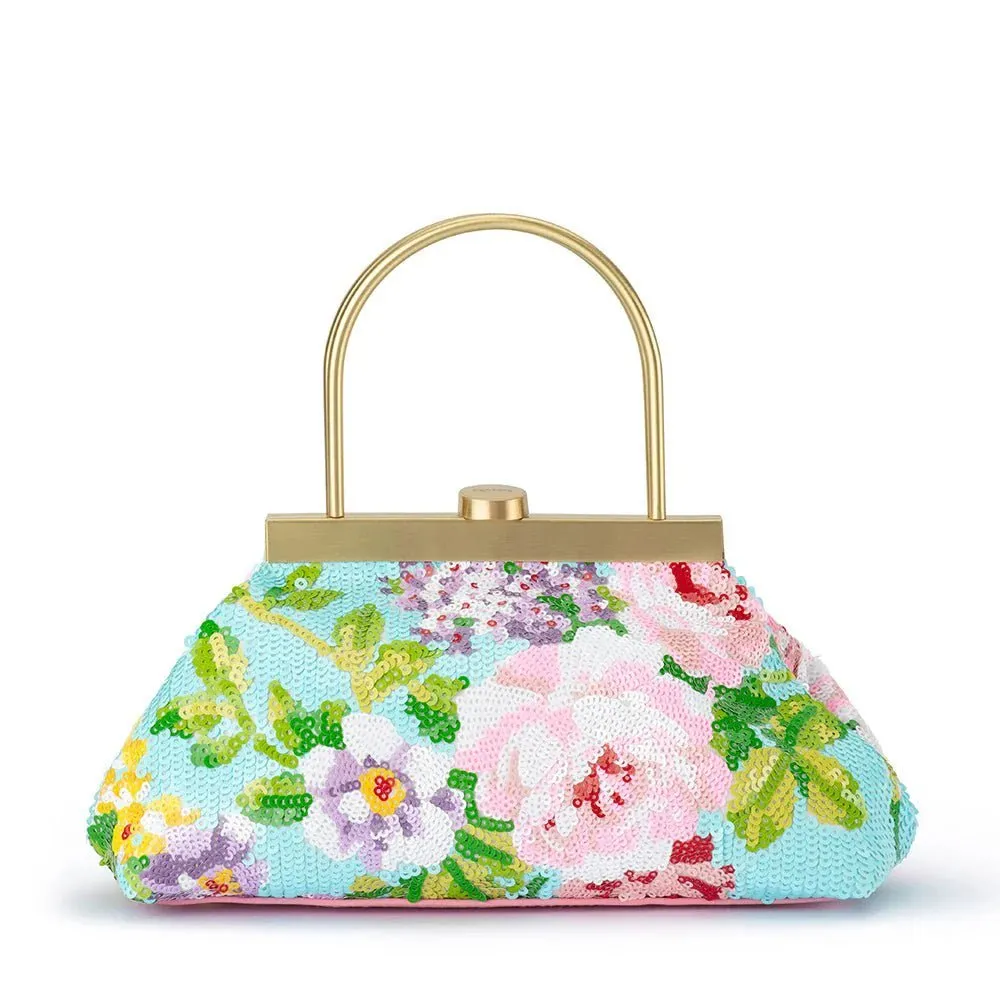 AUDREY Sequin Top Handle Bag Aqua