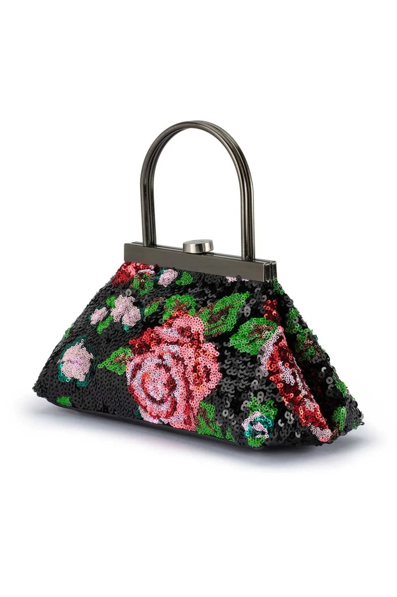 AUDREY Sequin Top Handle Bag Black