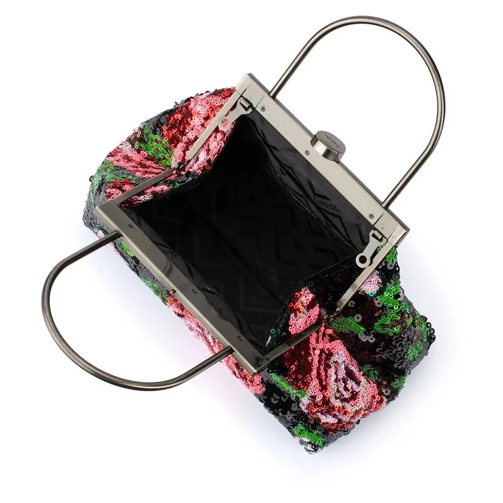 AUDREY Sequin Top Handle Bag Black