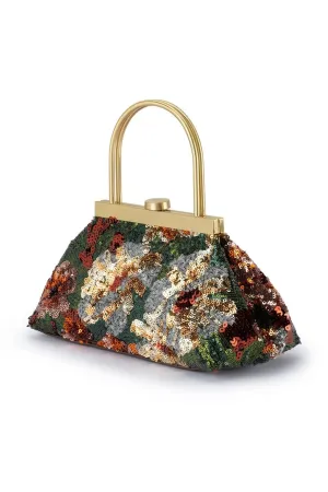 AUDREY Sequin Top Handle Bag Bronze