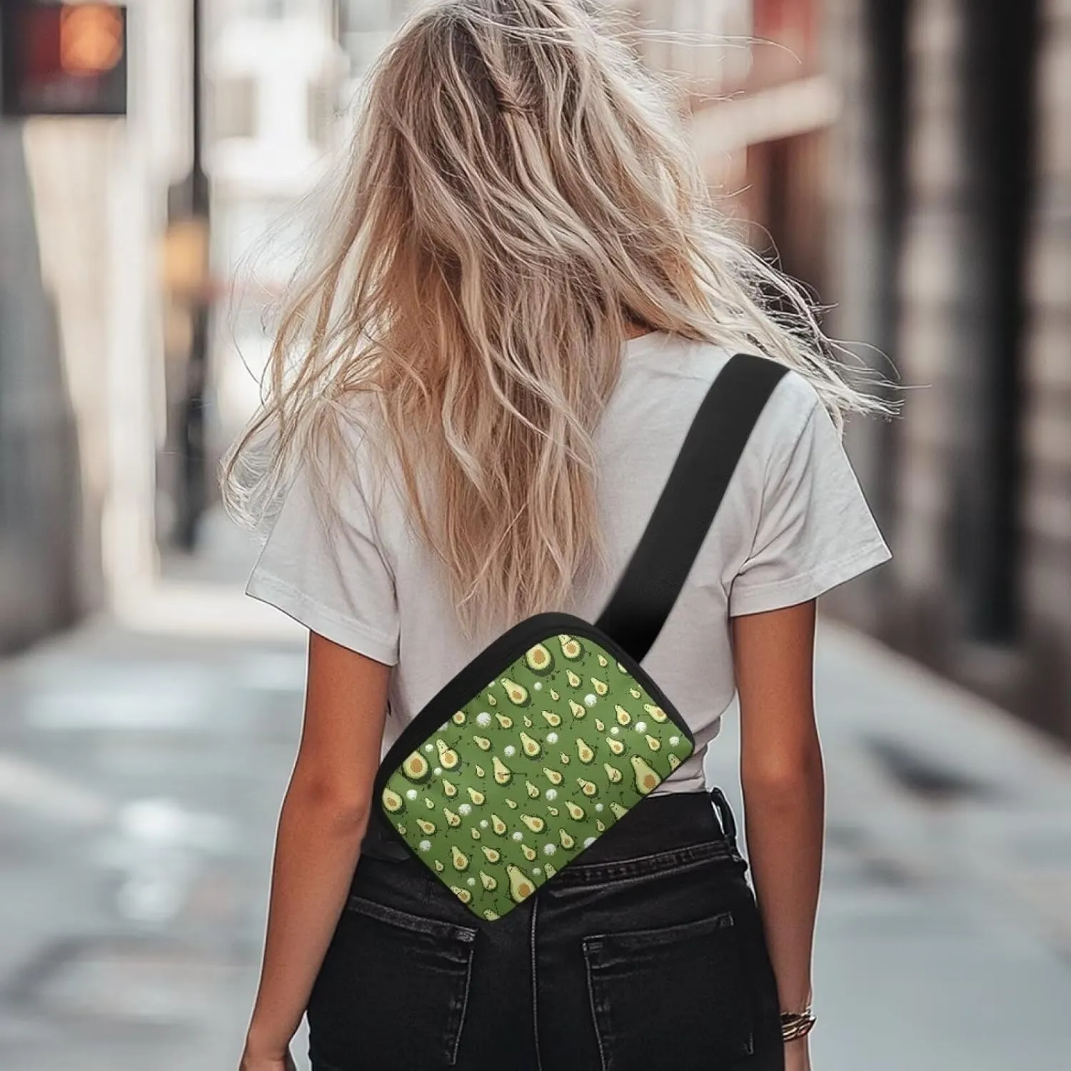Avocado Fanny Pack Women's Fashion Fanny Pack Kawaii Lightweight Waist Pack with Zipper Closure for Women Cycling Shopping Hiking Vacation Travel Green Waist Bag Easy to Carry