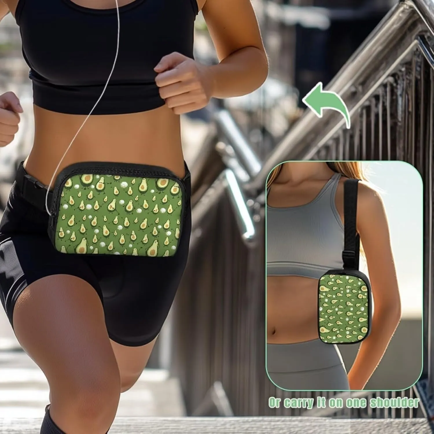 Avocado Fanny Pack Women's Fashion Fanny Pack Kawaii Lightweight Waist Pack with Zipper Closure for Women Cycling Shopping Hiking Vacation Travel Green Waist Bag Easy to Carry