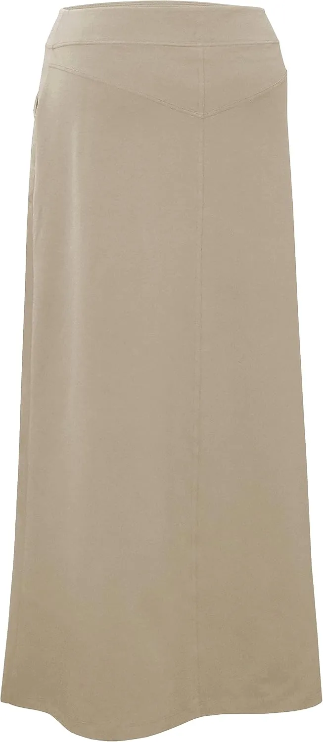 Baby'O Women's Stretch Cotton Knit Western Style A-Line Maxi Skirt