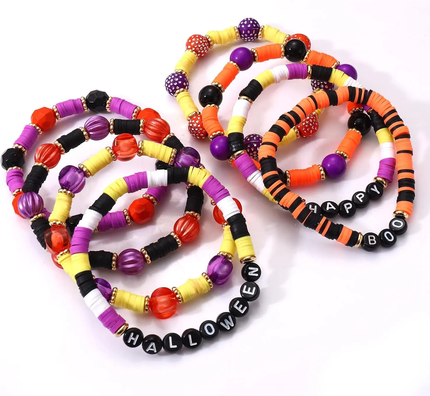 Beach Bracelet Set for Women - Stack Rainbow Friendship Bracelets Clay Heishi Beads Surfer Bracelets Stretch Handmade Elastic Srting Bracelets Bulk Boho Summer Jewelry for Men