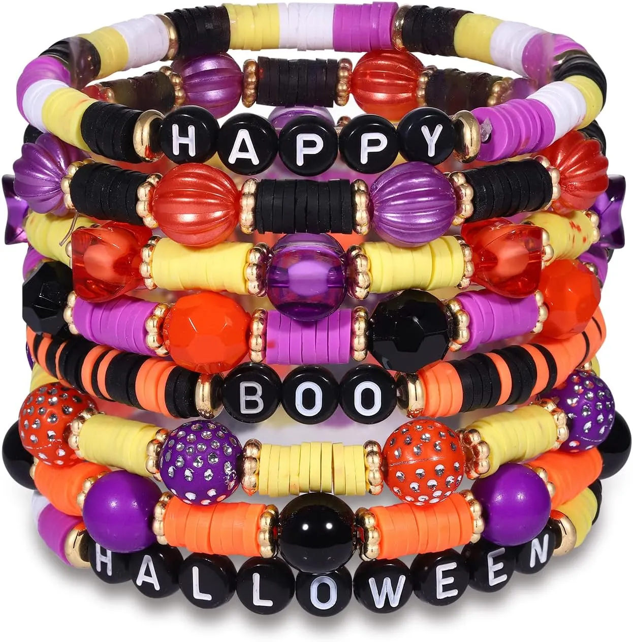 Beach Bracelet Set for Women - Stack Rainbow Friendship Bracelets Clay Heishi Beads Surfer Bracelets Stretch Handmade Elastic Srting Bracelets Bulk Boho Summer Jewelry for Men