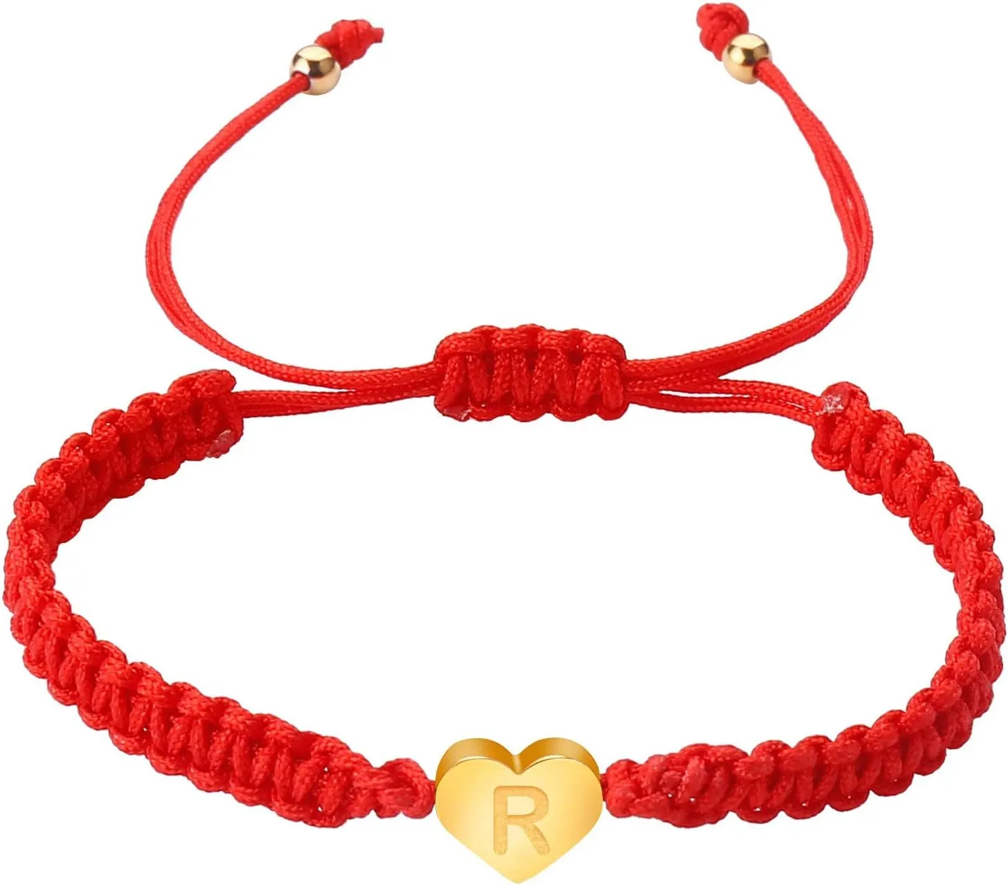 Beaded Bracelet for Women Girls Personalized 26 Initial Bracelet Gold Plated Letter Woven Bracelet Dainty Heart Charm Red Bracelet Woven Red Bracelet For Cuff Wrap Bangle Link Jewelry Birthday Gifts