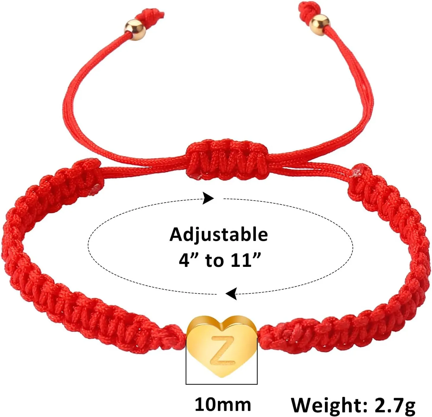 Beaded Bracelet for Women Girls Personalized 26 Initial Bracelet Gold Plated Letter Woven Bracelet Dainty Heart Charm Red Bracelet Woven Red Bracelet For Cuff Wrap Bangle Link Jewelry Birthday Gifts