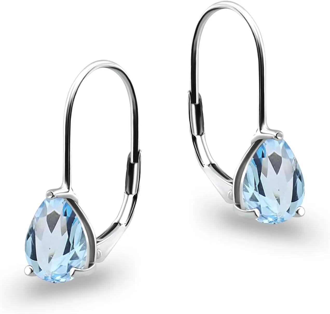 Birthstone Teardrop Earrings, 8x6mm Pear Genuine or Synthetic Gemstone, Leverback Huggie Dangle Earrings in Silver or Gold Flash