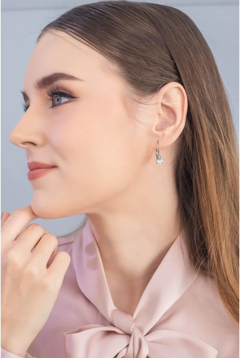 Birthstone Teardrop Earrings, 8x6mm Pear Genuine or Synthetic Gemstone, Leverback Huggie Dangle Earrings in Silver or Gold Flash