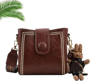 Bootara Bucket Bag, Small Bucket Bag, with Adjustable Wide Shoulder Strap, Women's Vintage Bunny Charm Buckets Bags