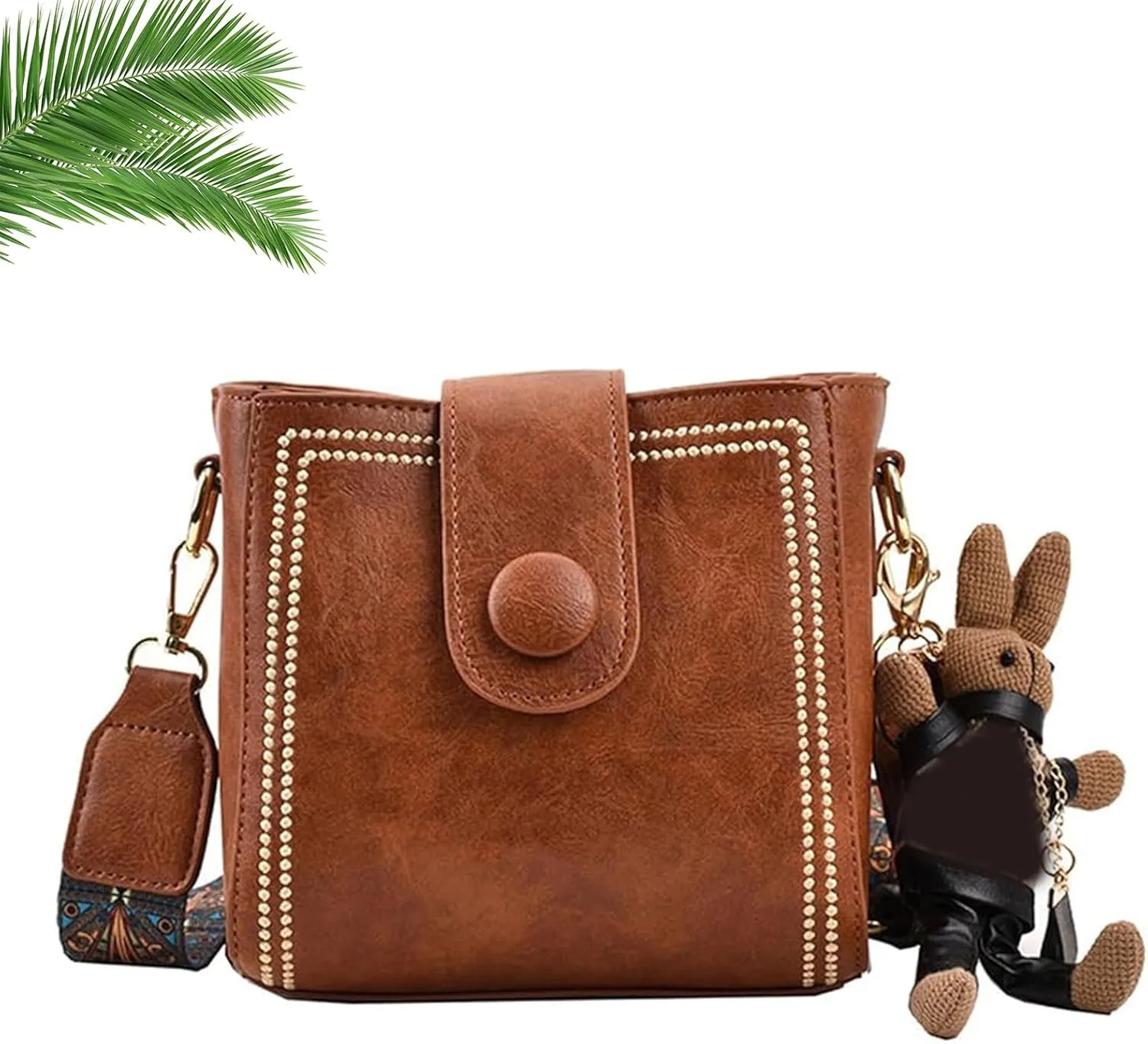 Bootara Bucket Bag, Small Bucket Bag, with Adjustable Wide Shoulder Strap, Women's Vintage Bunny Charm Buckets Bags