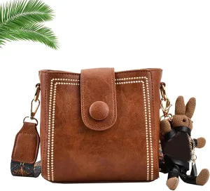 Bootara Bucket Bag, Small Bucket Bag, with Adjustable Wide Shoulder Strap, Women's Vintage Bunny Charm Buckets Bags