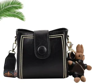 Bootara Bucket Bag, Small Bucket Bag, with Adjustable Wide Shoulder Strap, Women's Vintage Bunny Charm Buckets Bags